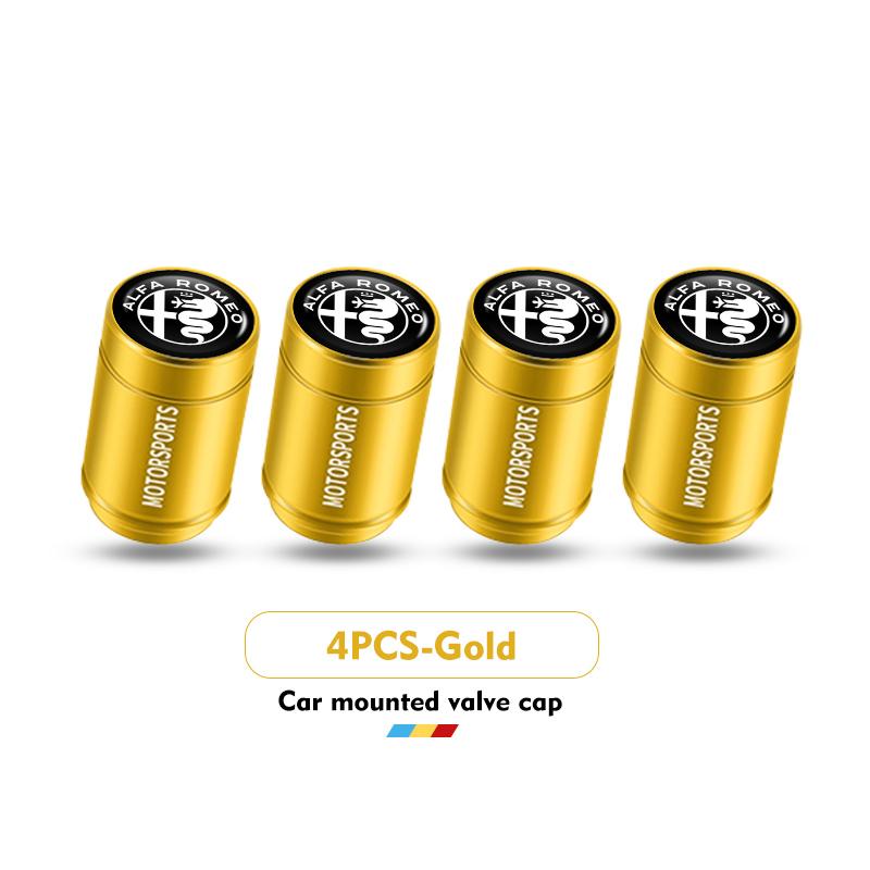 For Alfa Romeo 4PCS Car Air Tire Valve Caps Aluminum Wheel Tyre Stem Cover For Alfa Romeo Giulia 147 Mito 156 159 166 GT Stelvio