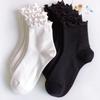 Женские носки с оборками белые черные с оборками в стиле Лолита милые кавайные хлопковые носки до середины икры в стиле Харадзюку принцесса