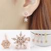 Women Elegant Korean Snowflake Rhinestone Crystal Dangle Ear Studs Gift Earrings