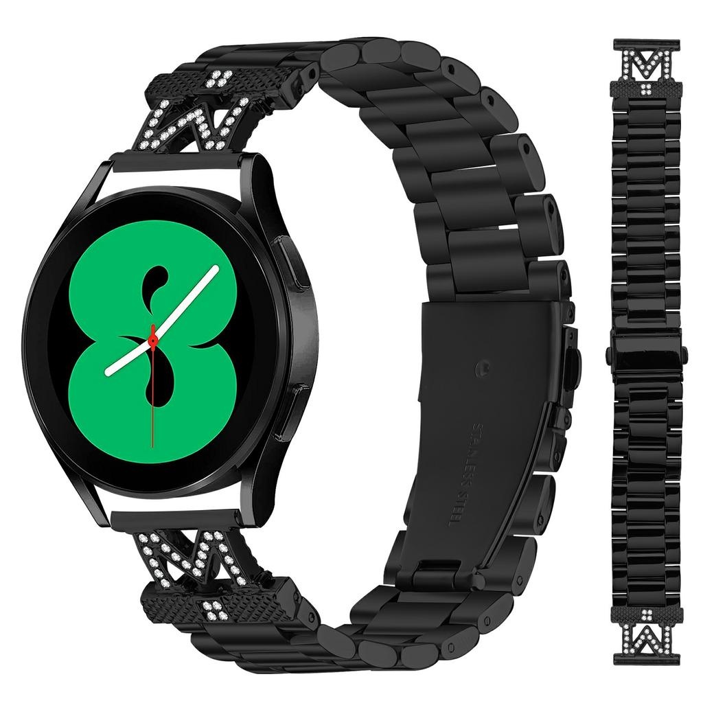 For Realme Techlife Watch S100 Watch Strap Rhinestones Decor 3-Bead Stainless Steel Band