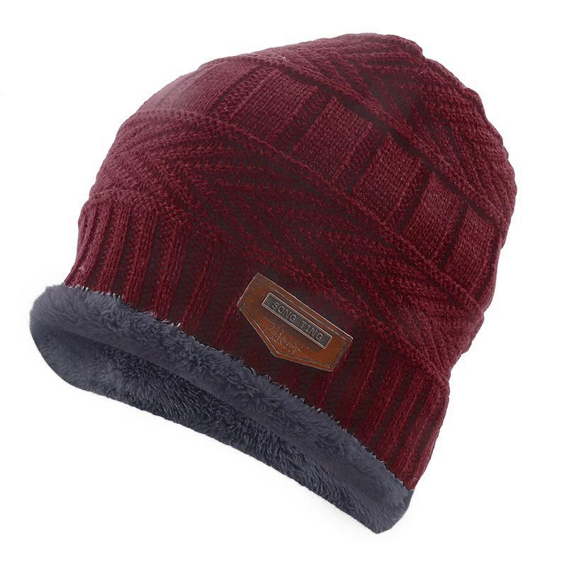 3pcs/set Fashion Plush-lined Knitted Caps Men Women's Winter Hats Scarves Touch Screen Gloves Thicken Warm Beanie Hat