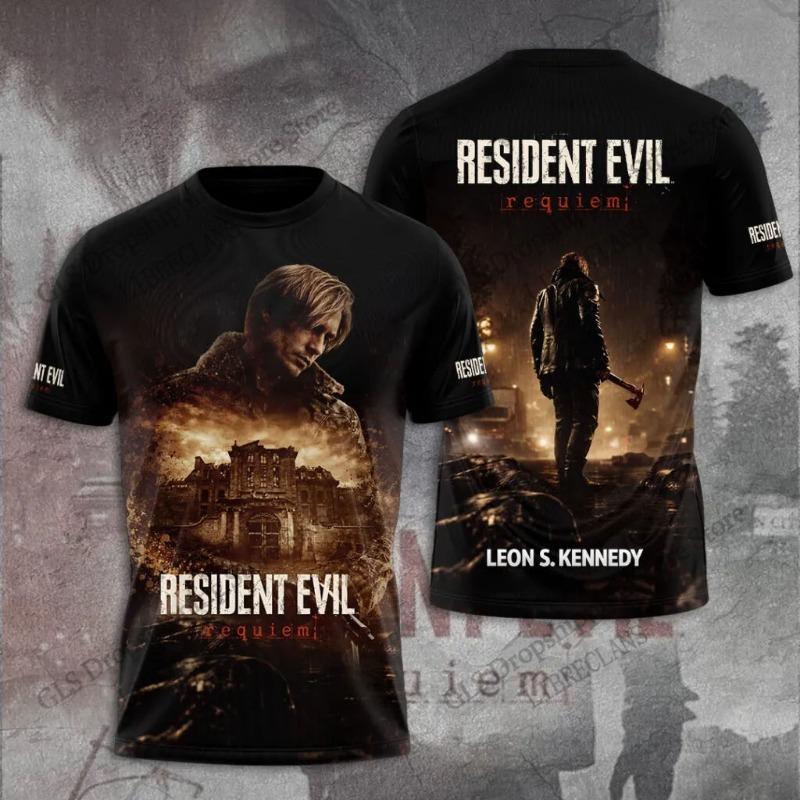 Summer New Vintage Resident Evil 3d Print T-shirt Men Women Fashion Hip Hop Plus Size Streetwear Short Sleeve Tops Tees Kids