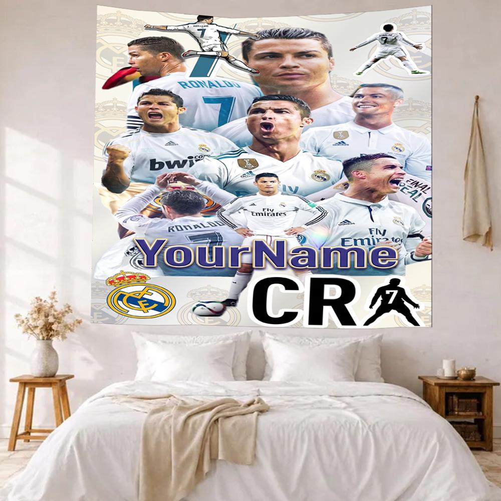 Cristiano Ronaldo Custom Your Name Wall Decor Tapestry Art For Pet Memorial Birthdaywedding Party Backdrop Family Gift