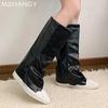 Женские туфли на плоской подошве, высокие сапоги с острым носком, дизайнерская новая обувь для женщин, тренд 2025 года, модные ботинки челси, зимние удобные женские готические зимние ботинки