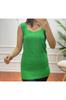 Women's Big Size Blouse Large Size Green Ribbed Thick Strap Knitwear Athlete Blouse