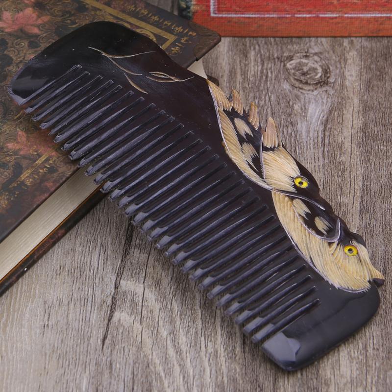 Роскошная ручная работа расчески для волос из натурального рога с ручкой с резьбой по утке-мандаринке
