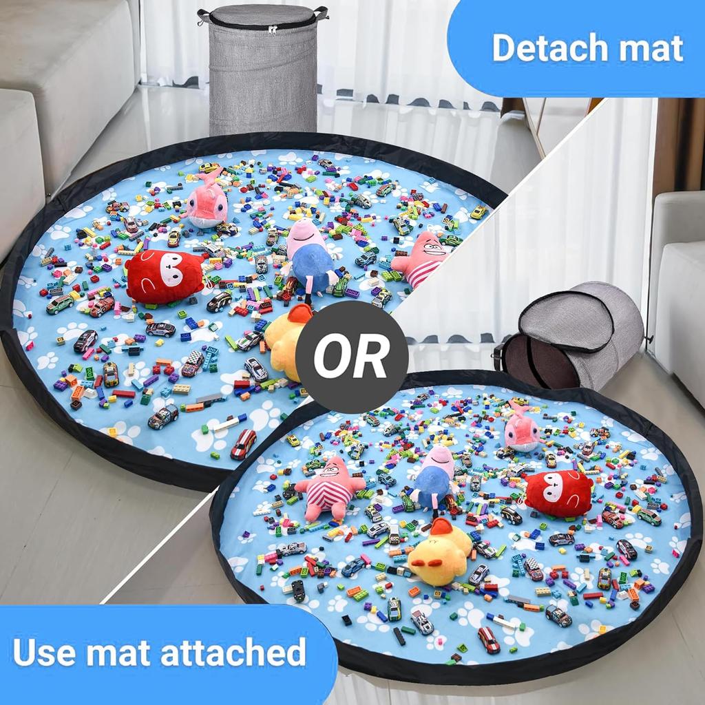 Toy Storage Bag Blocks Zip Handheld Storage and Organising Bag Large Capacity Storage Bucket Bag Multifunctional round storage bucket