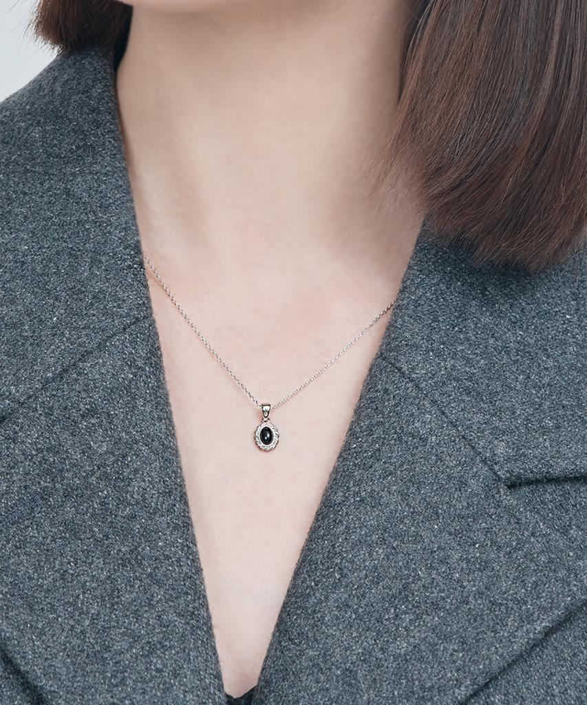 Ellejewelry Ella Овальное ожерелье с ониксом Elbrnn205