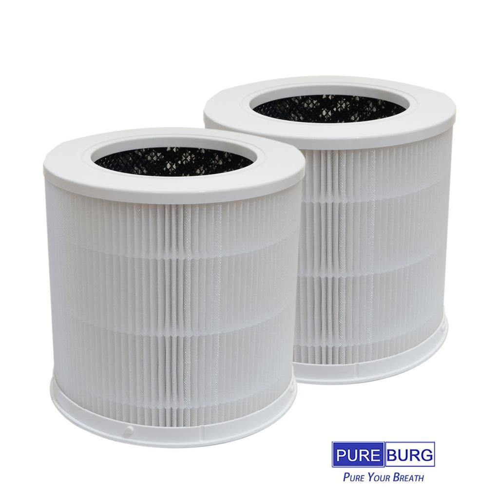 PUREBURG Replacement Filter Smart Air Purifier Compatible with Xiaomi 4 Compact 2 Pack H13 HEPA Filtration Activated Carbon Air Clean Dust VOC Odor