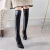 Fashion Knee-length Boots Women Spring Autumn Shoes Black Thin High Heels Sexy Pointed Toe Long Bota Feminina 10cm Heels Botas De Mujer