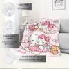 For Kitty, Cute, PinkAnime-Themed Flannel Blanket, Glam Style, Digital Print, All-Season Comfort, Tear-Resistant, Knitted Craftsmanship, Pol