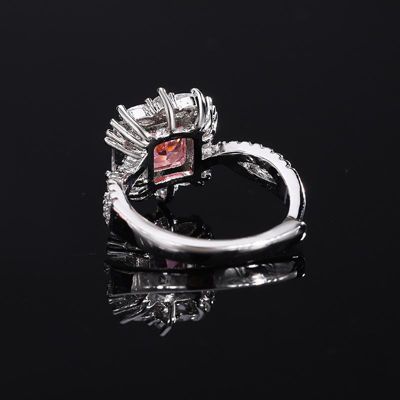 Stylish Full Zircon Shape Pink Ice Cut Premium for Ladies Luxurious High Quality Shiny AAA Ring Anniversary Gift