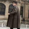 Осенне-зимнее мужское двухстороннее шерстяное пальто средней и длинной длины без кашемира, утепленное пальто длиной до колена