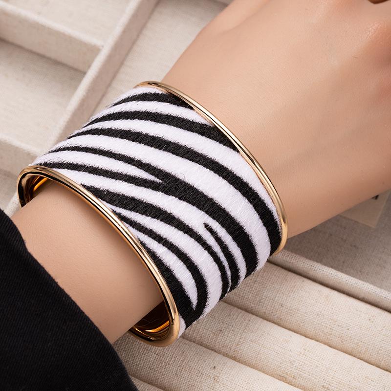 Европейский стиль Кофе Леопардовый принт Широкий браслет-манжета – Модные, Уникальные, Креативные украшения