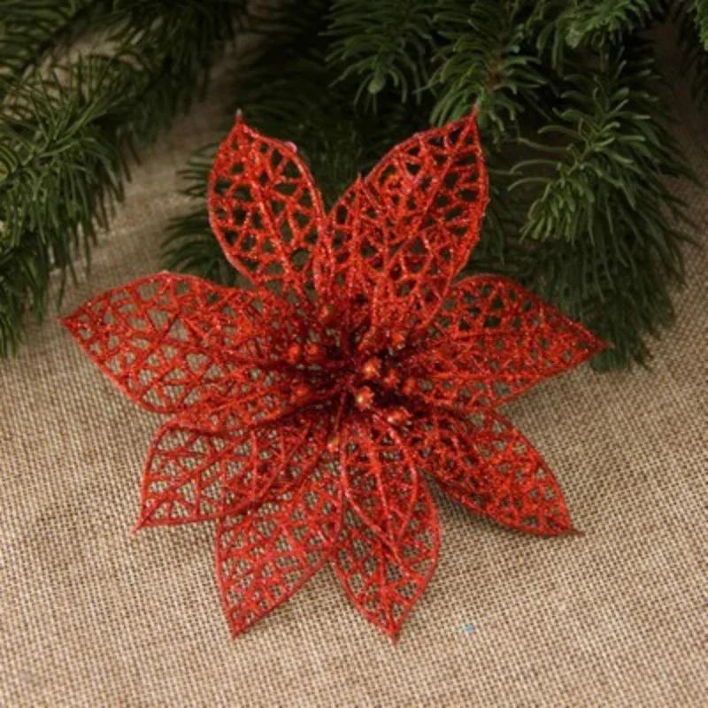 Christmas Simulation Flowers Xmas Tree Decorative Wreath Ornaments Hollowed Out Flower Merry Christma Natal Navidad Party Decor