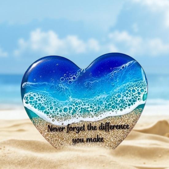 Ocean Pocket Heart Glass Beach Heart Ornament Handmade Pocket Sea Mini Heart Keepsake Gift for Friend Valentine's Day Birthday