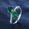 Unique Green Double Love Ring for Women's Banquet Engagement Wedding Ring Gift