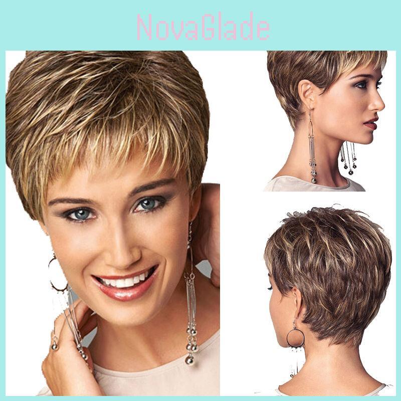 Premium Quality Short Blond And Brown Wigs Capless Design For Effortless Style And Comfort