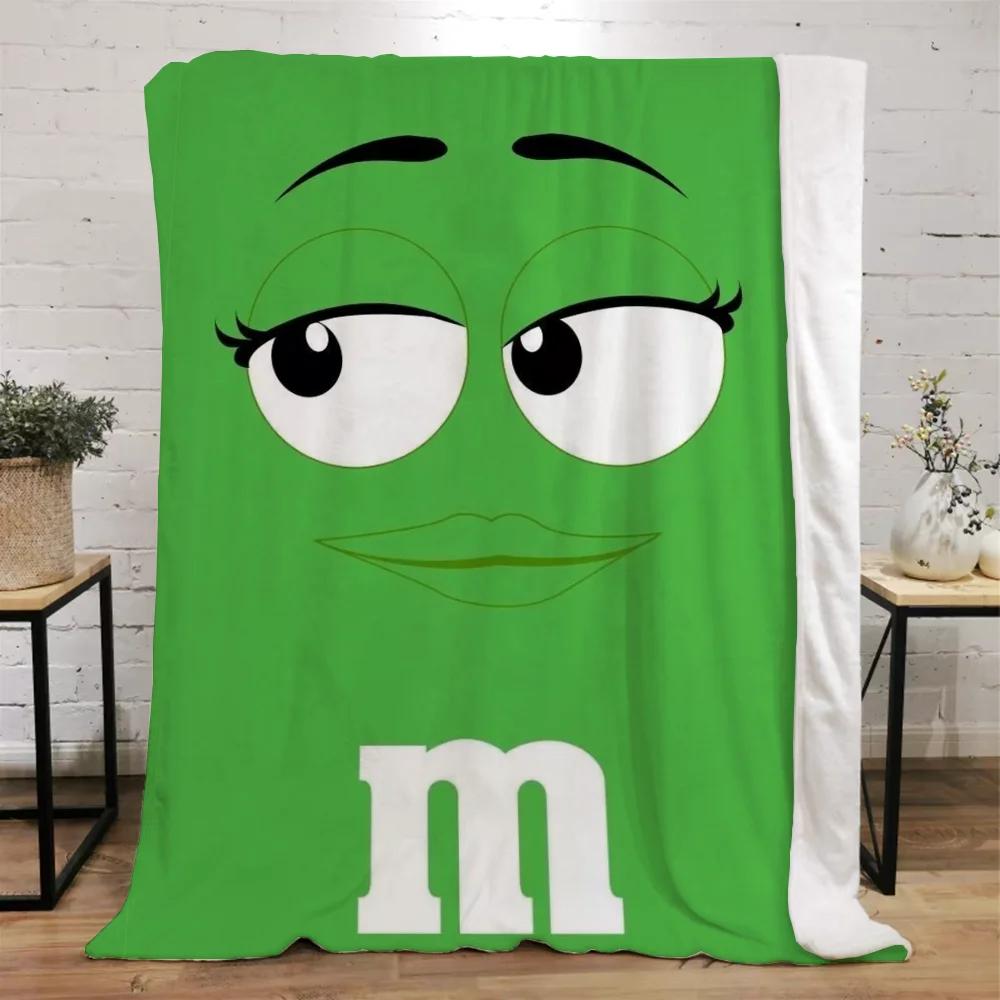 Смешное одеяло M&M's для диванов Роскошное постельное белье Пляжное полотенце Покрывала для кровати Персонажи Пушистое Клетчатое Домашний интерьер Плед На колени Мягкое Для сна