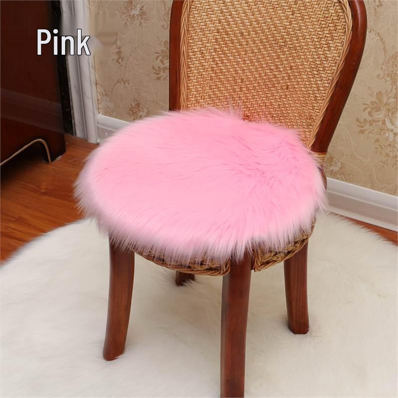 White Faux Wool European-Style Plush Cushion for Butterfly Chair or Vanity Stool