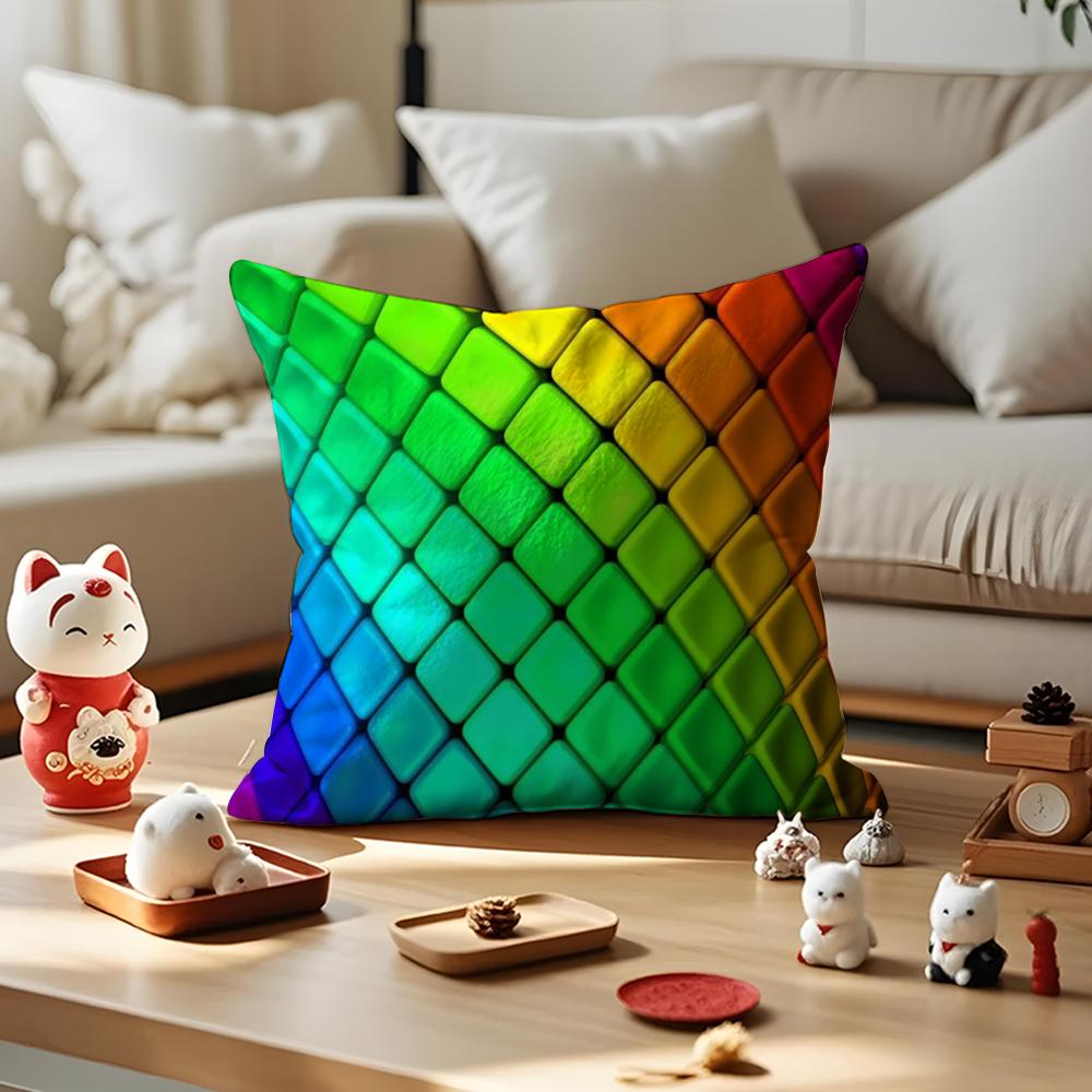 Арт Наволочка Color Blocking Защита от пылевых клещей Невидимая молния Шелковистый короткий плюш Чехол на декоративную подушку для дивана