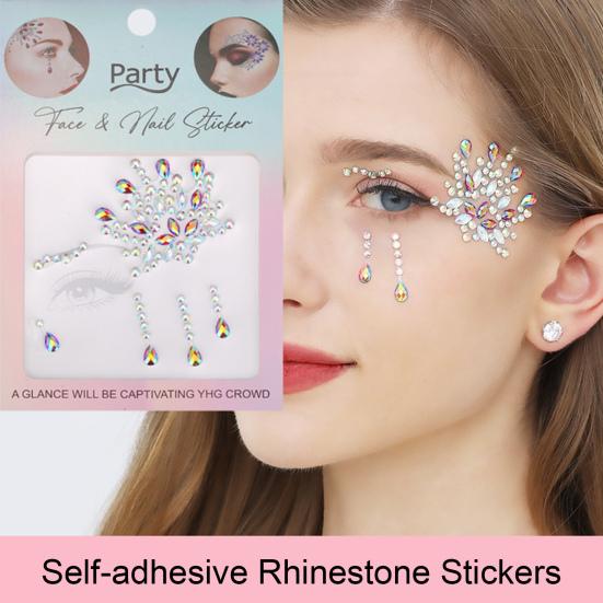 Наклейки на лицо и глаза для женщин, самоклеящиеся стразы, макияж, татуировки, наклейки для ногтей для украшения вечеринки на Хэллоуин