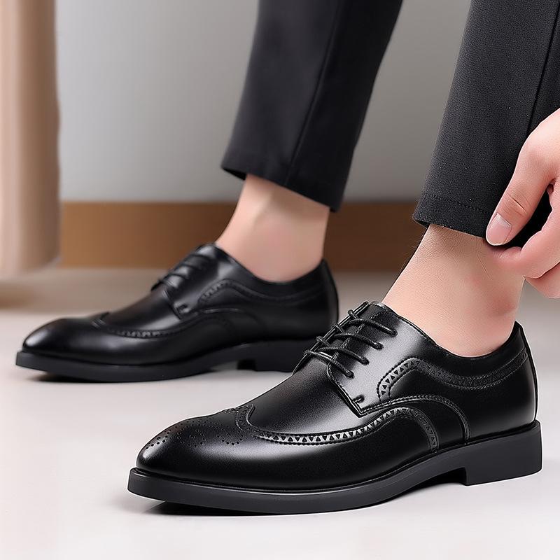 New Men's Business Dress Leather Shoes Fashion British Block Large Size Men's Shoes Foreign Trade Lace-up Derby Shoes 48