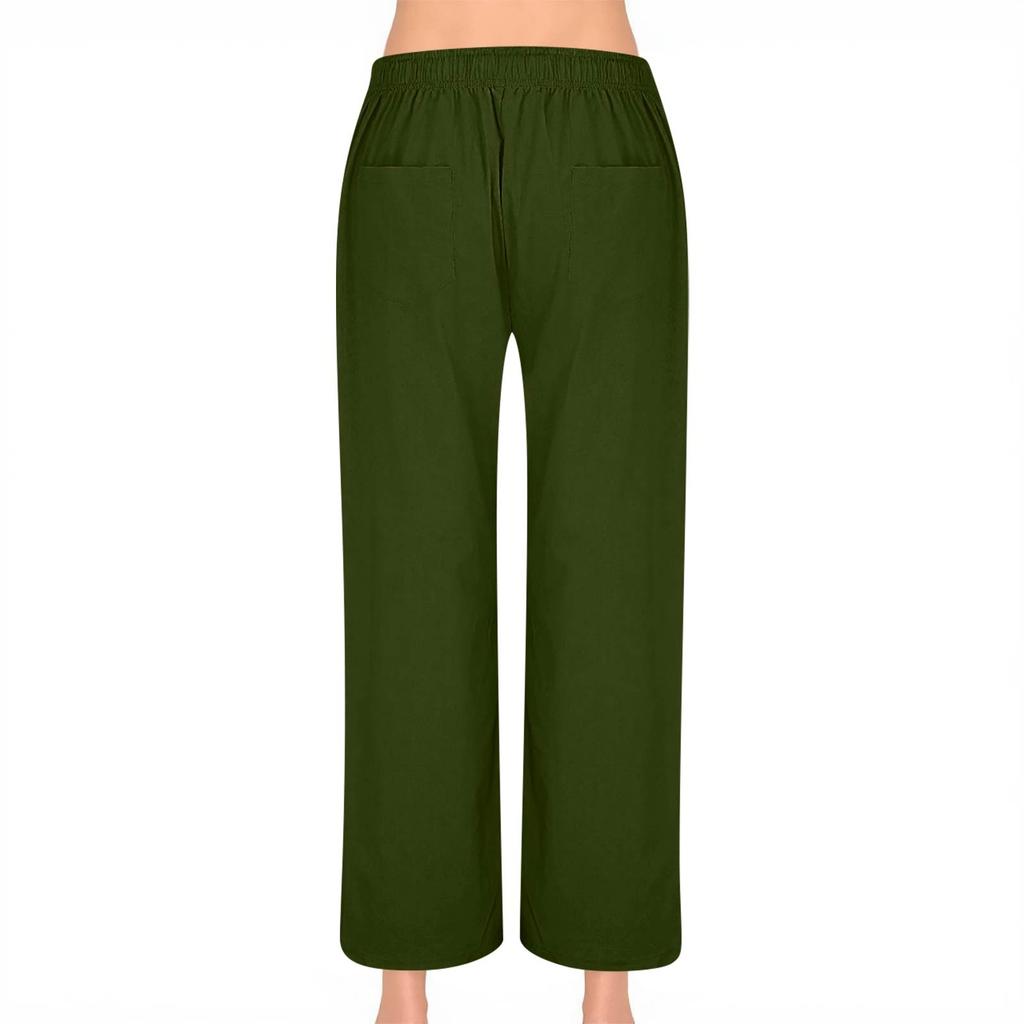 Женская мода Свободные повседневные брюки с пуговицами и эластичной резинкой на талии Широкие брюки Повседневные брюки