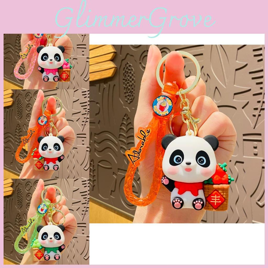 Adorable Cartoon Harvest Panda Keychain Plush Bag Charm Car Ornament Gift