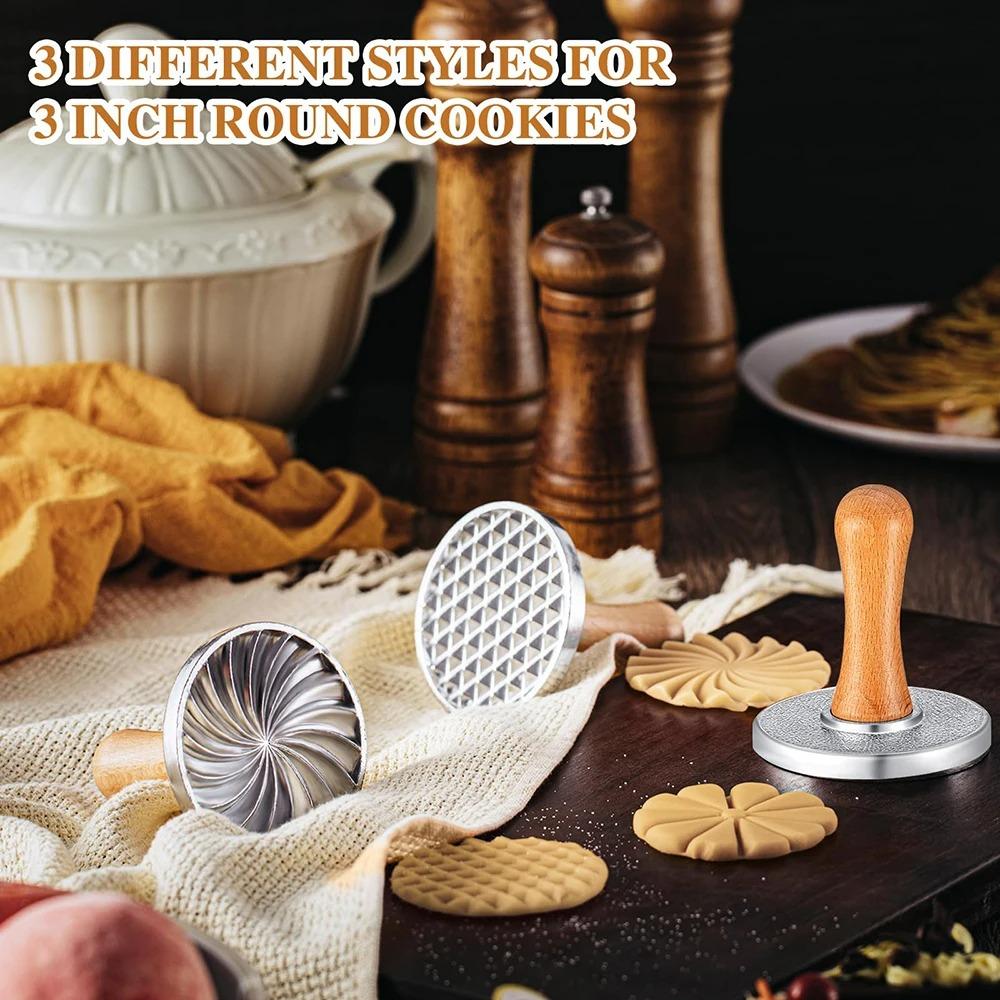 Круглые металлические штампы для печенья, пресс-форма с деревянной ручкой, формочка для печенья, помадки, кондитерских изделий, аксессуары для выпечки, инструмент