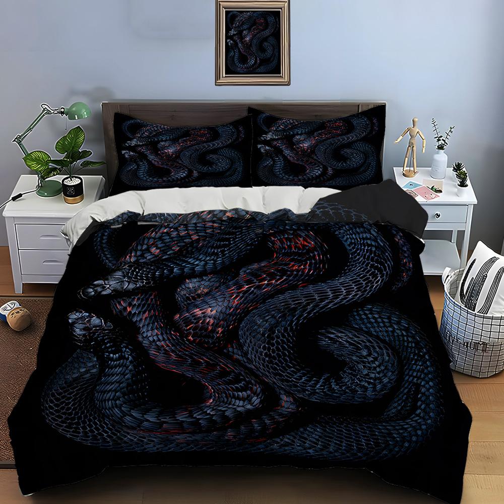 10 Sizes HD Snake Print Bedding Set Duvet Cover 1 Duvet Cover 2 Pillowcases Adult and Children Bedding Set Luxury for Gifts