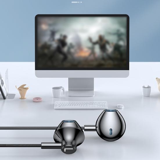 Проводные наушники с микрофоном, двойной штекер 3,5 мм, полувкладыши, шумоподавление, управление линией, запись потоковой передачи в реальном времени, игровые наушники-вкладыши