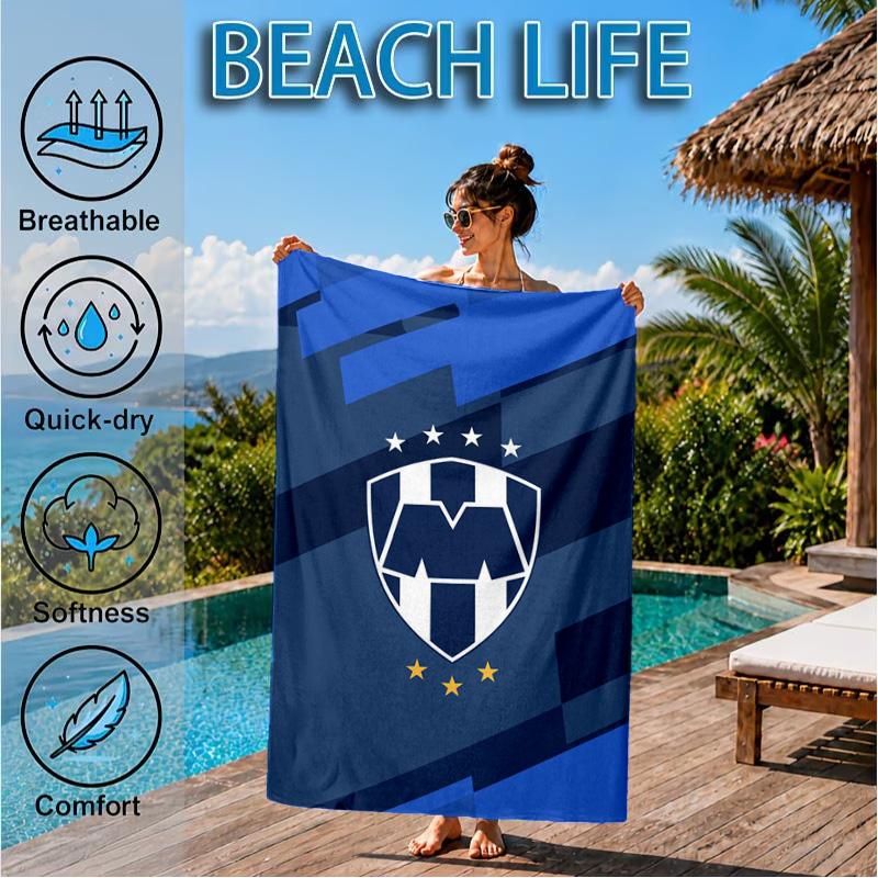 Monter-rey Football Crest Art Printed Microfiber Beach Towel, Soft And Absorbent, Quick-Dry, Ideal for Summer Travel, Beach Essential, Swimming Pool