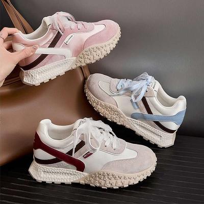 Женские весенние кроссовки на платформе в стиле Форреста Гампа, новые, увеличивающие рост, с цветными вставками, на шнуровке, повседневные, маленькие кружевные балетки для тренировок