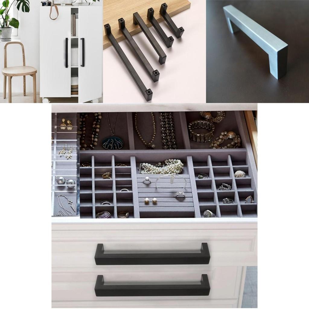 Черные квадратные мебельные ручки с сатиновой поверхностью для шкафа в спальне и кухонных шкафов