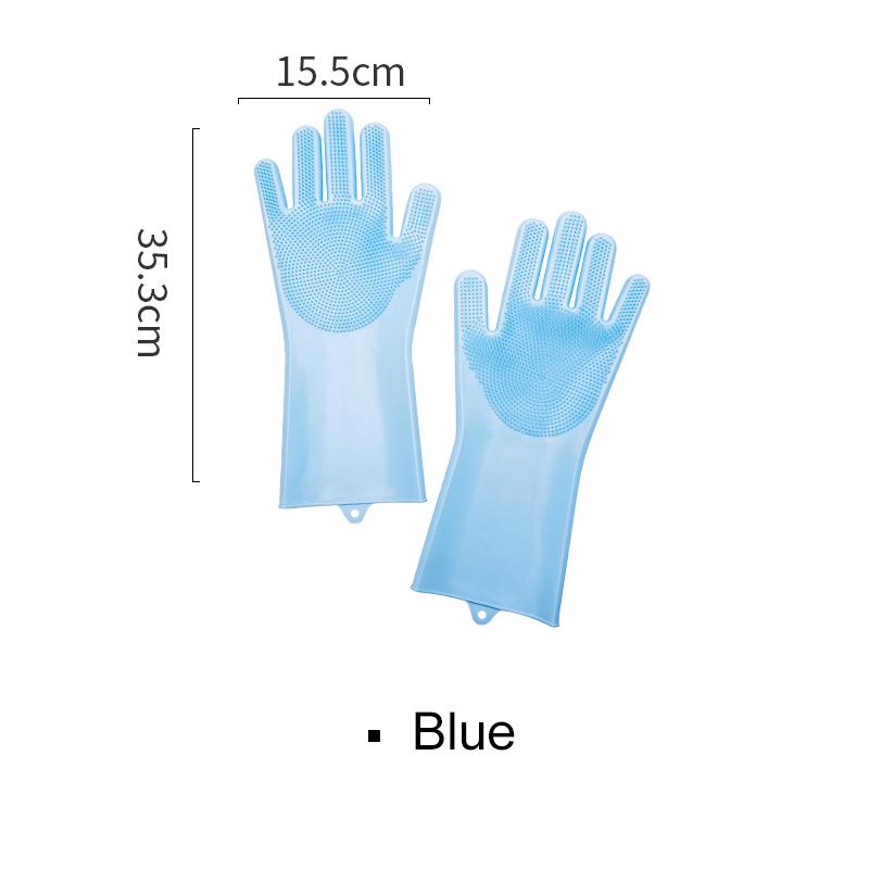 Magic Silicone Dishwashing Gloves Reusable Scrubber Dish Washing Sponge Cleaning Gloves with Brush Scrubbing Kitchen Tools