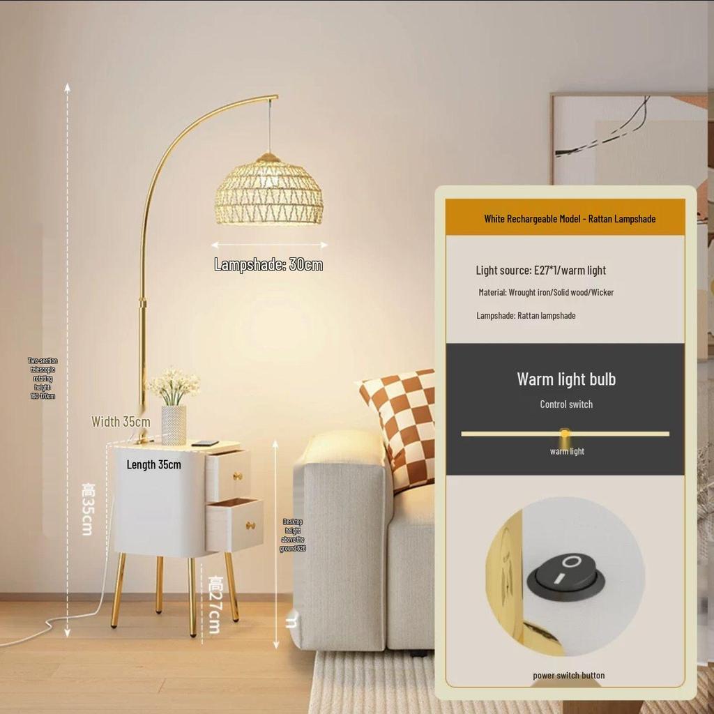 Современный кремовый торшер: Универсальный стиль для спальни, гостиной и прикроватной тумбочки