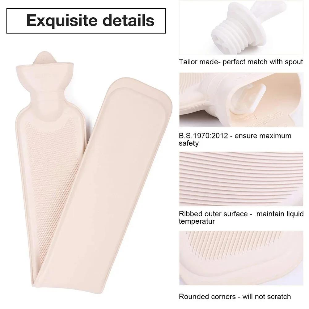 Long Hot Water Bottles Bag Removable Cover Extra Long Rubber Hot Water Bottle Waist Hand Foot Warmer Winter Essential Items
