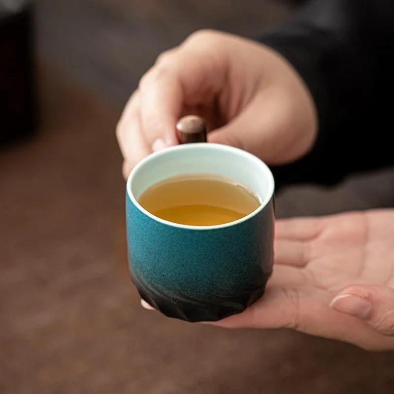 Креативная ручная работа винтажная кофейная чашка с деревянной ручкой керамическая изысканная ретро чайные кружки подарок кухня бар дом дизайн печи для обжига напиток