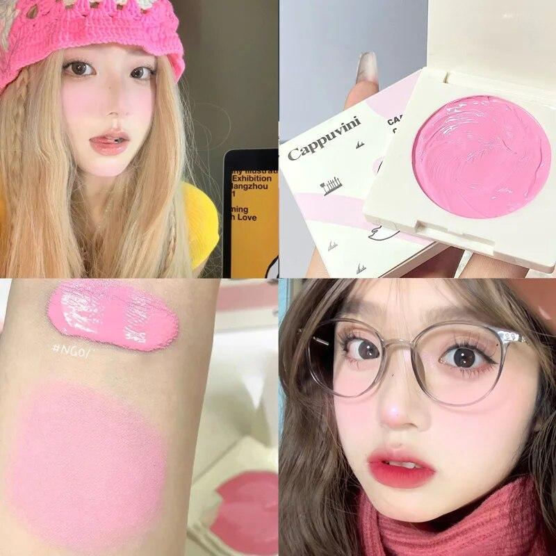 Peach Pink Creamy Blush Cheek Rouge Contouring Brightening Waterproof Eyeshadow Blusher Face Makeup Cosmetics