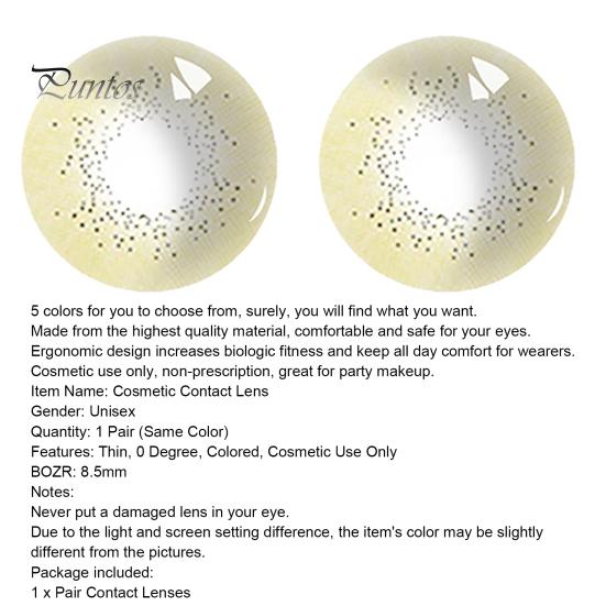 1 пара контактных линз диаметром 8,5 мм, цветные, удобные в ношении, многофункциональные носочные линзы с неионогенным гидрогелем для повседневной жизни