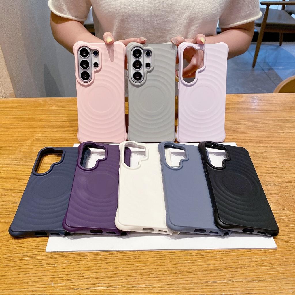 Water Ripple Silicone Soft Phone Case for Samsung Galaxy S26 Ultra S25 Plus S24 S23FE for Magsafe Magnetic Wireless Charge Cover