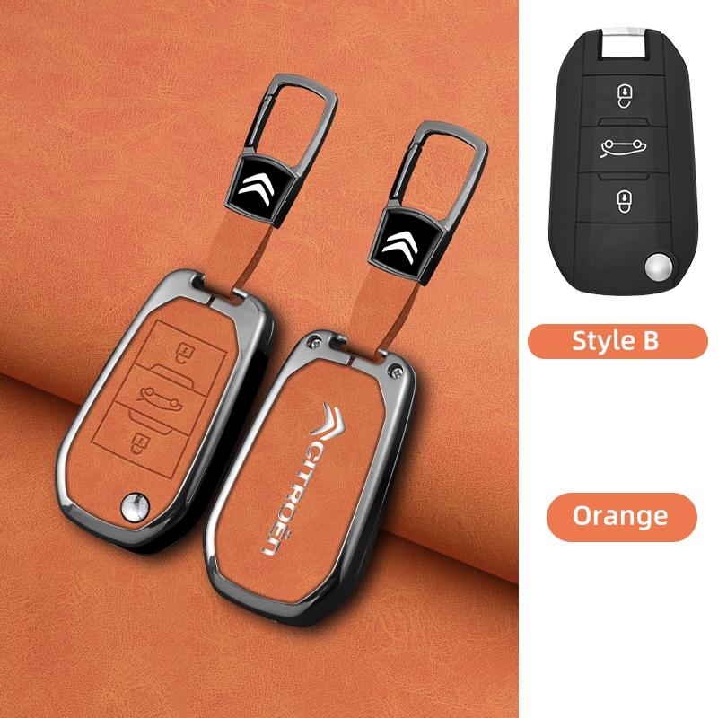 ALC1 Zinc Alloy Leather Car Key Case Cover For Citroen C1 C2 C3 C4 C5 C6 C4L Berlingo Picasso Jumpy Nemo Aircross Sega C5 X Accessori