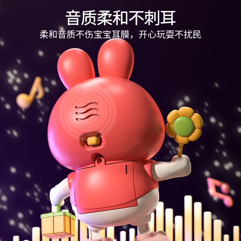 Xiaofu Заяц Заяц Малыш Артефакт для тренировки держать голову Электрическая игрушка для раннего развития малышей, которая умеет петь и танцевать 3-6 месяцев
