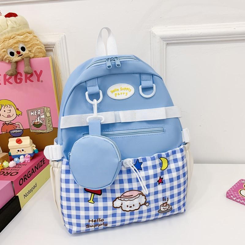 Fresh And Sweet Little Girl Backpack, Kindergarten Primary School Student Schoolbag Contrasting Color Plaid Large Capacity Children'S Backpack Tide