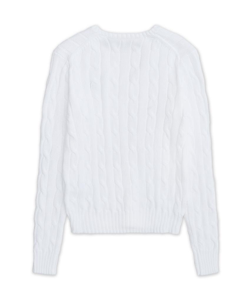 POLO RALPH LAUREN Cable Knit Cotton V-Neck Sweater - White