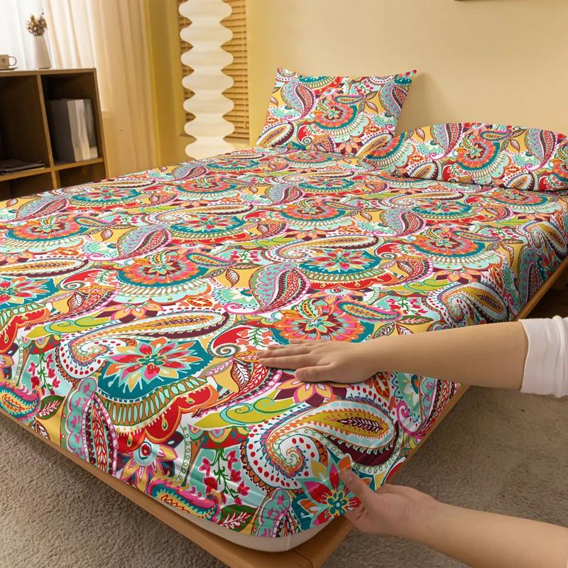 1 Матовая простыня с богемным узором, Принт для спальни, Покрывало, Постельное белье (Исключая наволочки)