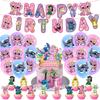 32Pcs Pink Lilo And Stitch Theme Party Decor Includes Banner Balloon Cake Topper