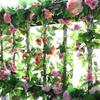 2.2m Rose Artificial Silk For Wedding Garland Fake Plant Flowers Vine Home Room Wedding Wall Hanging Garden Arch DIY Decoration