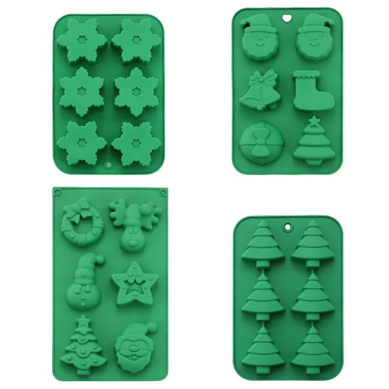 Christmas Silicone Mold Christmas Tree Snowflake Elk Chocolate Cake Biscuit Candy Mold DIY Gingerbread Mans Baking Utensils